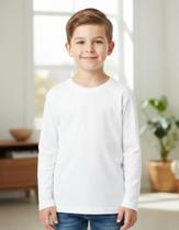 Camiseta Manga Longa Básica Com Punho No 2 Ao 16 Unissex