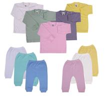 Camiseta Manga longa Bebe e Mijao sem pe Kit 6 Pecas