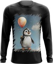 Camiseta Manga Longa Bebê Pinguim com Balões Crianças 12