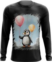 Camiseta Manga Longa Bebê Pinguim com Balões Crianças 18