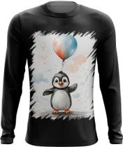 Camiseta Manga Longa Bebê Pinguim com Balões Crianças 19