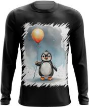 Camiseta Manga Longa Bebê Pinguim com Balões Crianças 4