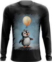 Camiseta Manga Longa Bebê Pinguim com Balões Crianças 6