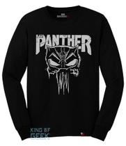 Camiseta Manga Longa Black Panther Pantera Negra Geek