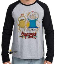 Camiseta Manga Longa blusa Adventure Time Jake Finn corações