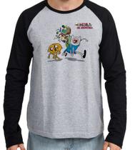 Camiseta Manga Longa blusa Adventure Time Jake Finn mochila
