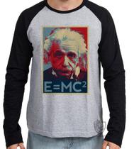 Camiseta Manga Longa blusa Albert Einstein fórmula