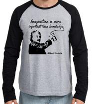 Camiseta Manga Longa blusa Albert Einstein gênio física imagination