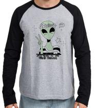 Camiseta Manga Longa blusa Alien say hello to the dumb humans