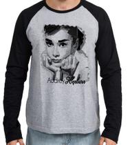 Camiseta Manga Longa blusa Audrey Hepburn