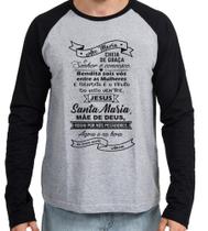 Camiseta Manga Longa blusa Ave Maria Oração Camiseta Manga Longa blusa Ave Maria Oração