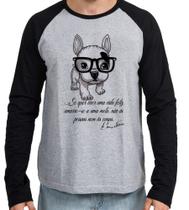 Camiseta Manga Longa blusa Cachorro Nerd frase Einstein