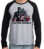 Camiseta Manga Longa blusa Capitão América Desintegrando Camiseta Manga Longa blusa Capitão América Desintegrando