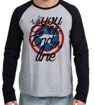 Camiseta Manga Longa blusa Capitão América Escudo End Line