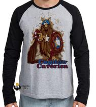 Camiseta Manga Longa blusa Capitão Cavérica
