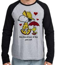 Camiseta Manga Longa blusa Chuva de Amor de Deus Snoopy Camiseta Manga Longa blusa Chuva de Amor de Deus Snoopy
