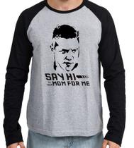 Camiseta Manga Longa blusa De volta para o futuro Biff diga oi pra sua mãe
