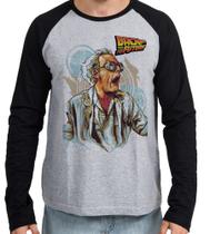 Camiseta Manga Longa blusa De volta para o futuro Doutor Brown Camiseta Manga Longa blusa De volta para o futuro Doutor Brown
