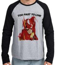 Camiseta Manga Longa blusa Flash Too Fast to live Camiseta Manga Longa blusa Flash Too Fast to live