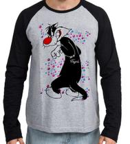 Camiseta Manga Longa blusa Frajola bolinhas