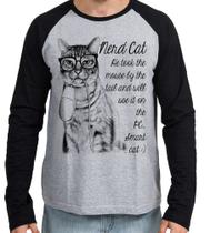 Camiseta Manga Longa blusa Gato Nerd Mouse Camiseta Manga Longa blusa Gato Nerd Mouse