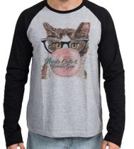 Camiseta Manga Longa blusa Gatos bubble gum