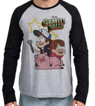 Camiseta Manga Longa blusa Gravity Falls Dipper Mabel estrelas