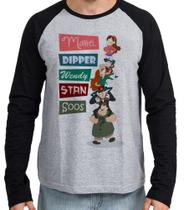Camiseta Manga Longa blusa Gravity Falls pilha nomes