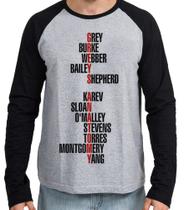 Camiseta Manga Longa blusa Grey's Anatomy nomes