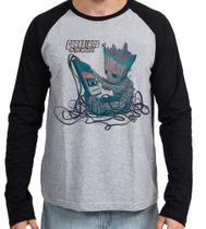 Camiseta Manga Longa blusa Groot fita azul