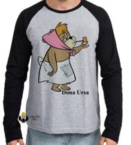 Camiseta Manga Longa blusa Hanna Barbera Dona Ursa