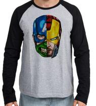 Camiseta Manga Longa blusa heroi cabeça Camiseta Manga Longa blusa heroi cabeça