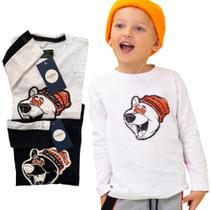 camiseta manga longa blusa infantil meninos algodão tam 4 6 8 anos frio