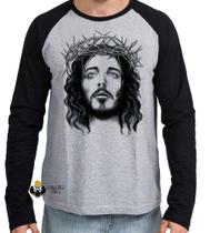 Camiseta Manga Longa blusa Jesus coroa espinhos Camiseta Manga Longa blusa Jesus coroa espinhos