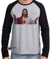 Camiseta Manga Longa blusa Jesus Cristo coração Camiseta Manga Longa blusa Jesus Cristo coração