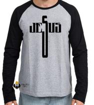 Camiseta Manga Longa blusa Jesus Cristo cruz