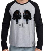 Camiseta Manga Longa blusa MIB Homens Preto