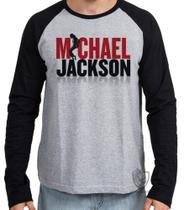 Camiseta Manga Longa blusa Michael Jackson rei pop Camiseta Manga Longa blusa Michael Jackson rei pop