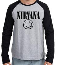 Camiseta Manga Longa blusa Nirvana Carinha