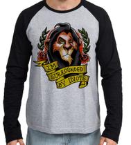 Camiseta Manga Longa blusa Rei Leão Scar cercado por idiotas Camiseta Manga Longa blusa Rei Leão Scar cercado por idiotas