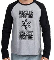 Camiseta Manga Longa blusa Think like Proton Camiseta Manga Longa blusa Think like Proton