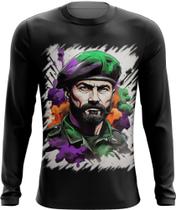 Camiseta Manga Longa Boina Verde Soldado Batalhão 15