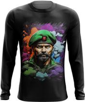 Camiseta Manga Longa Boina Verde Soldado Batalhão 5