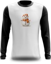 Camiseta Manga Longa Boneco de Neve Alegre