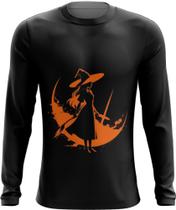 Camiseta Manga Longa Bruxa Halloween Laranja 5