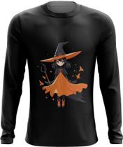 Camiseta Manga Longa Bruxa Halloween Laranja 7