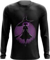 Camiseta Manga Longa Bruxa Halloween Púrpura 15