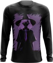 Camiseta Manga Longa Bruxa Halloween Púrpura Festa 10