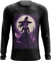 Camiseta Manga Longa Bruxa Halloween Púrpura Festa 4