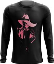 Camiseta Manga Longa Bruxa Halloween Rosa 10